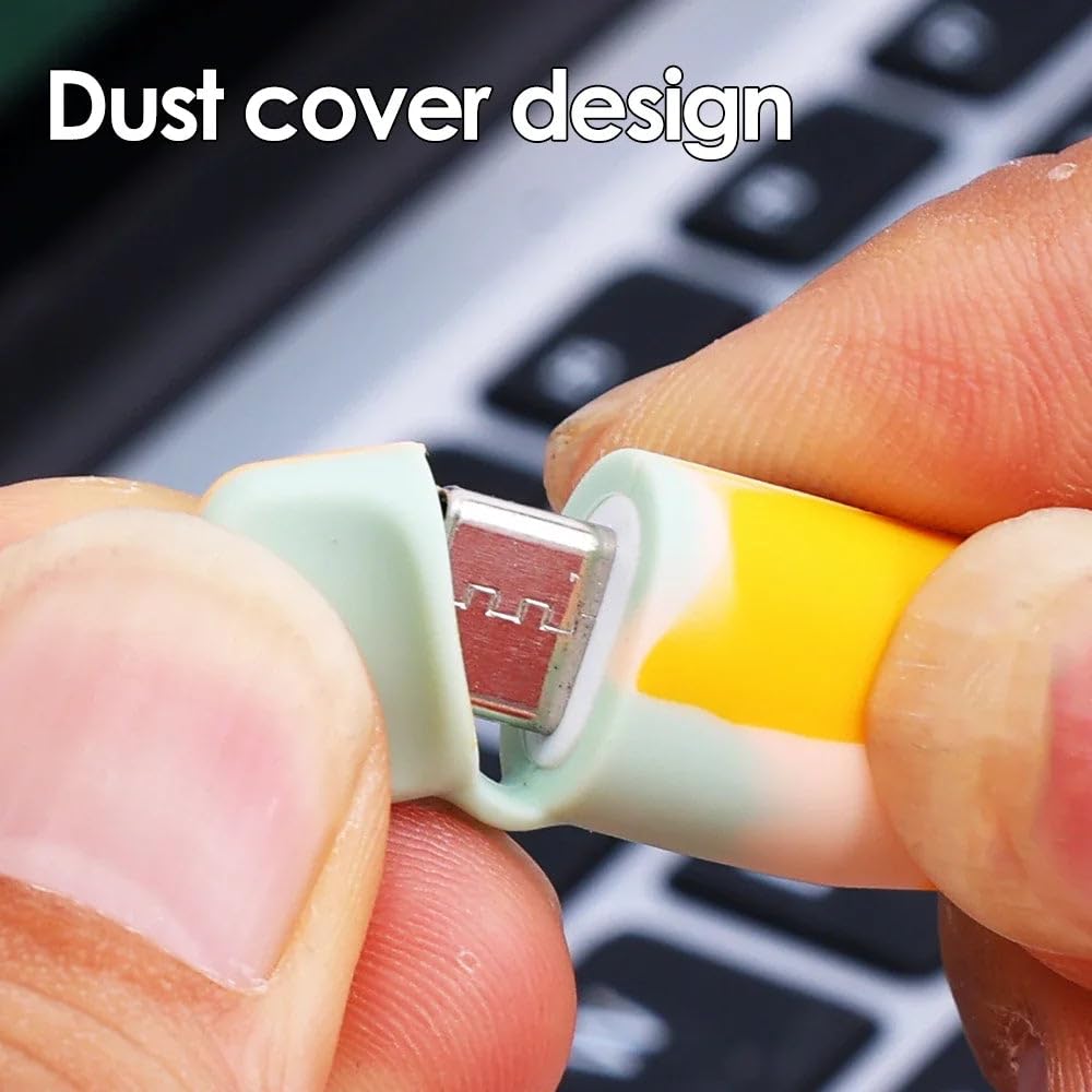 Confezione da 2 protezioni per cavi USB-C in morbido silicone, custodia flessibile per cavo di ricarica, copertura anti piegatura, organizer per cavi per protezione caricabatterie Android, blu, per