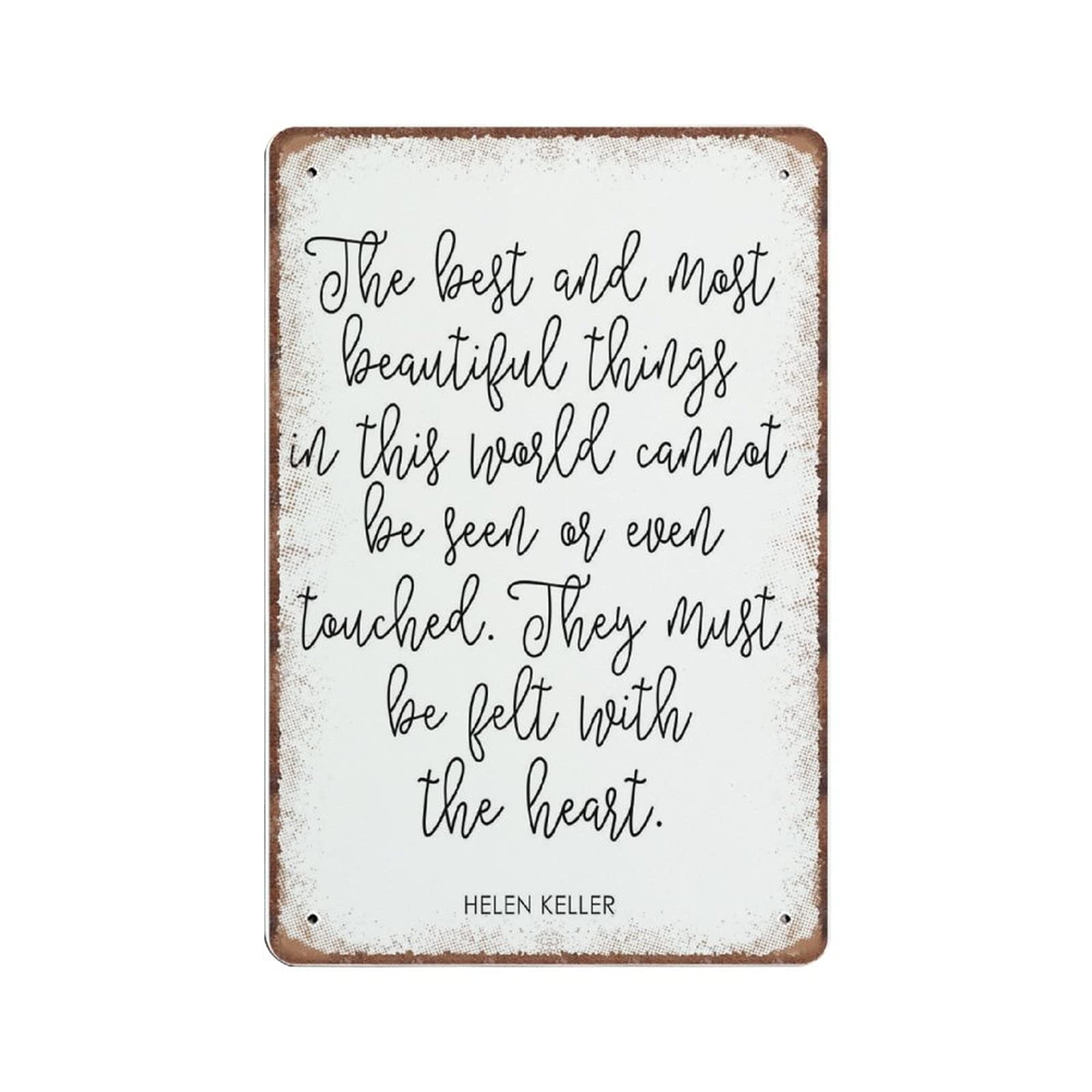 rayprint Inspirational Wall Art, Helen Keller Quote Tin Signs, Funny Vintage Metal Sign Plaqu Poster Wall Art Pub Bar Kitchen Garden Bathroom Home Decor, 8 X 12 INCH