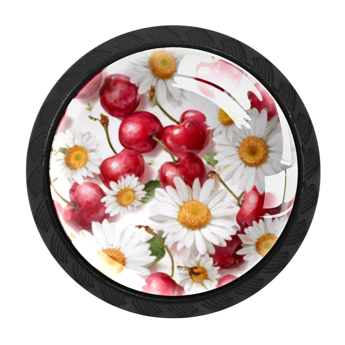 Heoeh Multi 3 4 Pcs Kitchen Cabinet Knobs, Cherry Daisies Drawer Knobs Dresser Handles