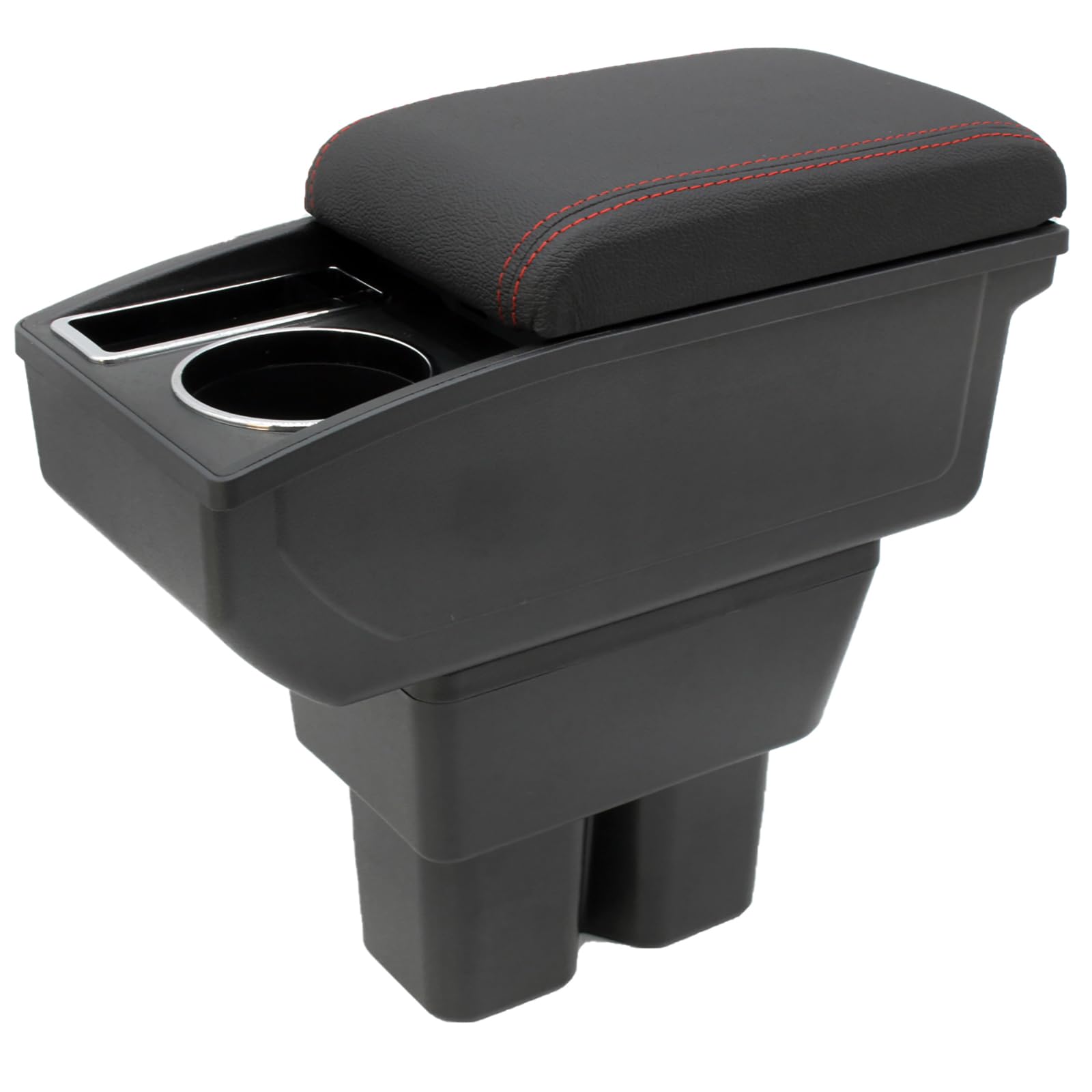 YJYWZH Car Armrest Box for Suzuki Jimny 2018-2024 Auto Accessories Center Console Leather Arm Rest Double-Layer Storage Space with Cup Holder (Red Thread)