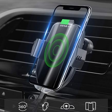 Cargador De Coche Inal?mbrico Motorizado, 10w Fast Cargando El Soporte Del Tel?fono Del Coche, Montaje De La Ventilaci?n De Sujeci?n Autom?tica 360 ? Girando Para Samsung S10 S10 + S10e Nota 9 S9 +