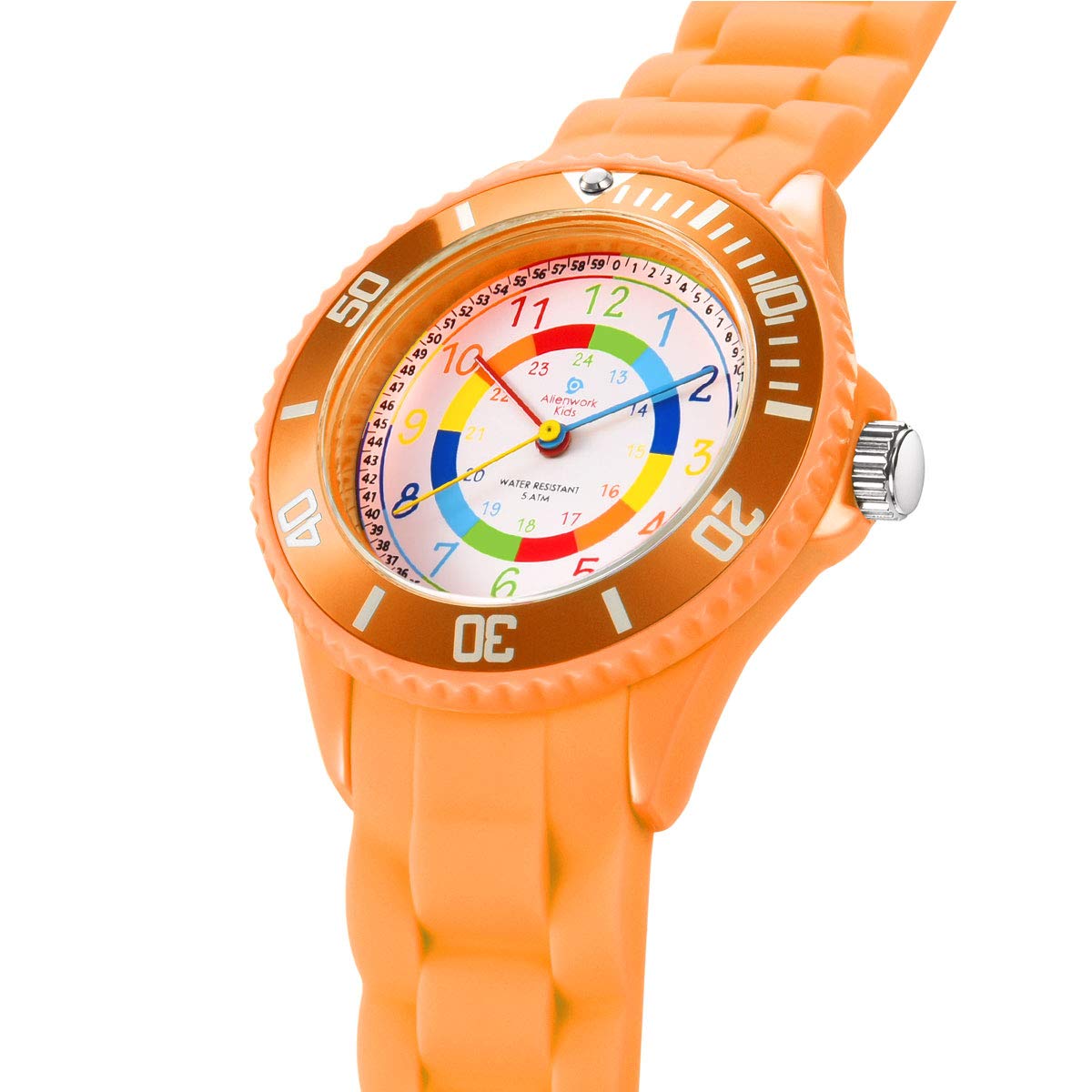 Alienwork Kids Orologio di Apprendimento Bambini Ragazzi Ragazze Tempo di Apprendimento Impermeabile 5 ATM