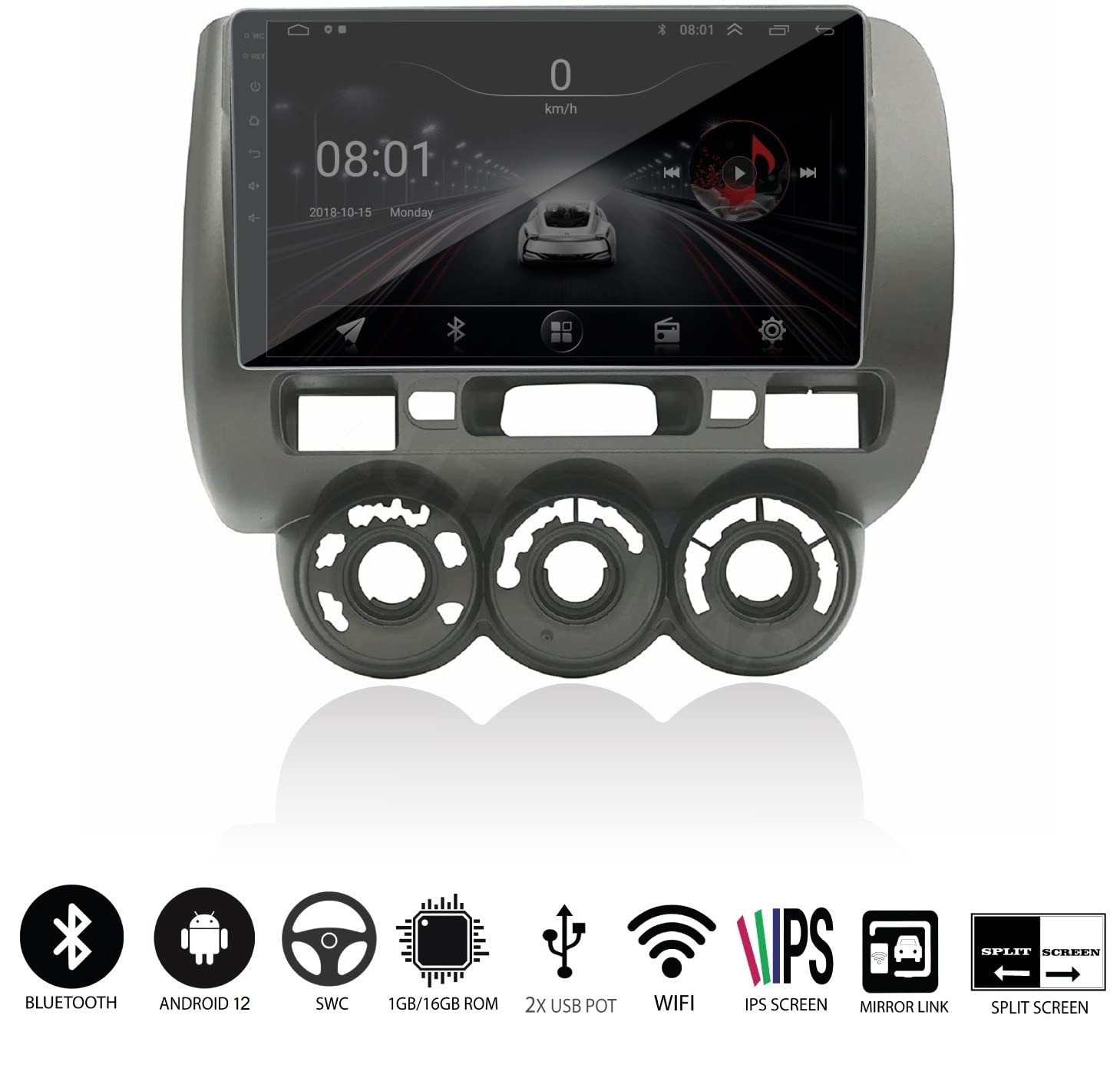 AKSMY 9 Inches 22cm Touch Screen Android 12 Gorilla Glass IPS