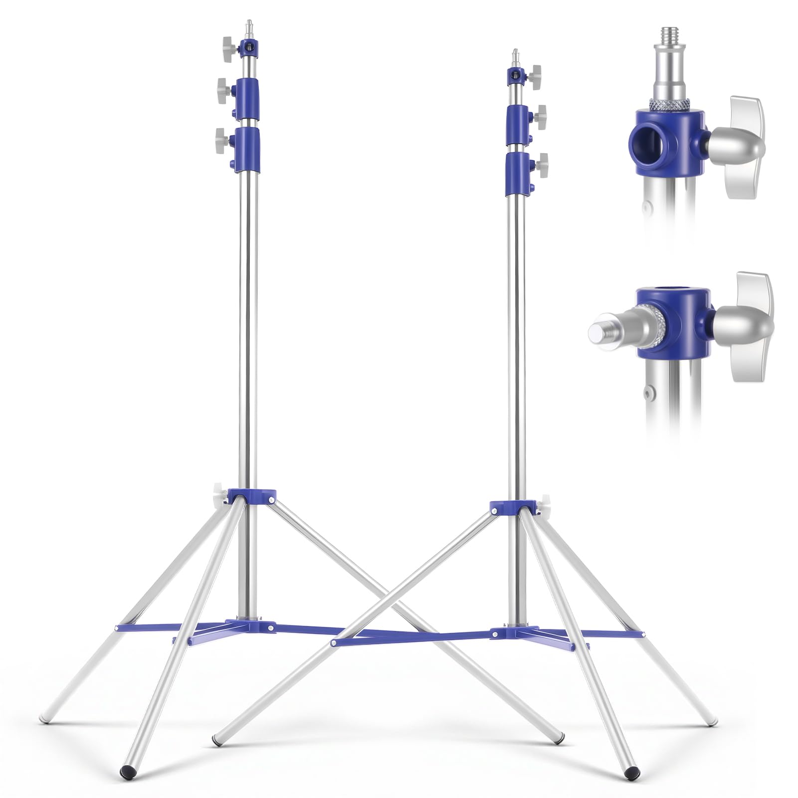 Light Stand Photography, 9.8ft/300cm Stainless Stee Tripod Stand - 2 Pack | Heavy Duty Photography Light Stand with 1/4" to 3/8" Screw, 22 lbs Capacity for Strobe, Ring Light, Monolight, Softbox