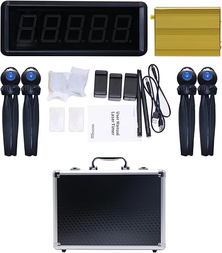 Miniatura 6 de Temporizador láser inalámbrico para sprints, cronómetro para pista de 40 60 yardas, sistema de temporizador de sprint láser, reloj de carrera para