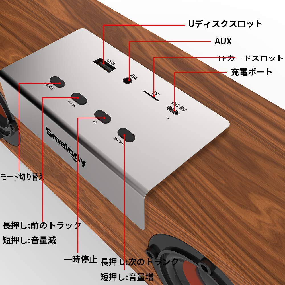 Amazon.co.jp: Bluetooth スピーカー PC スピーカー Smalody 20W 木製