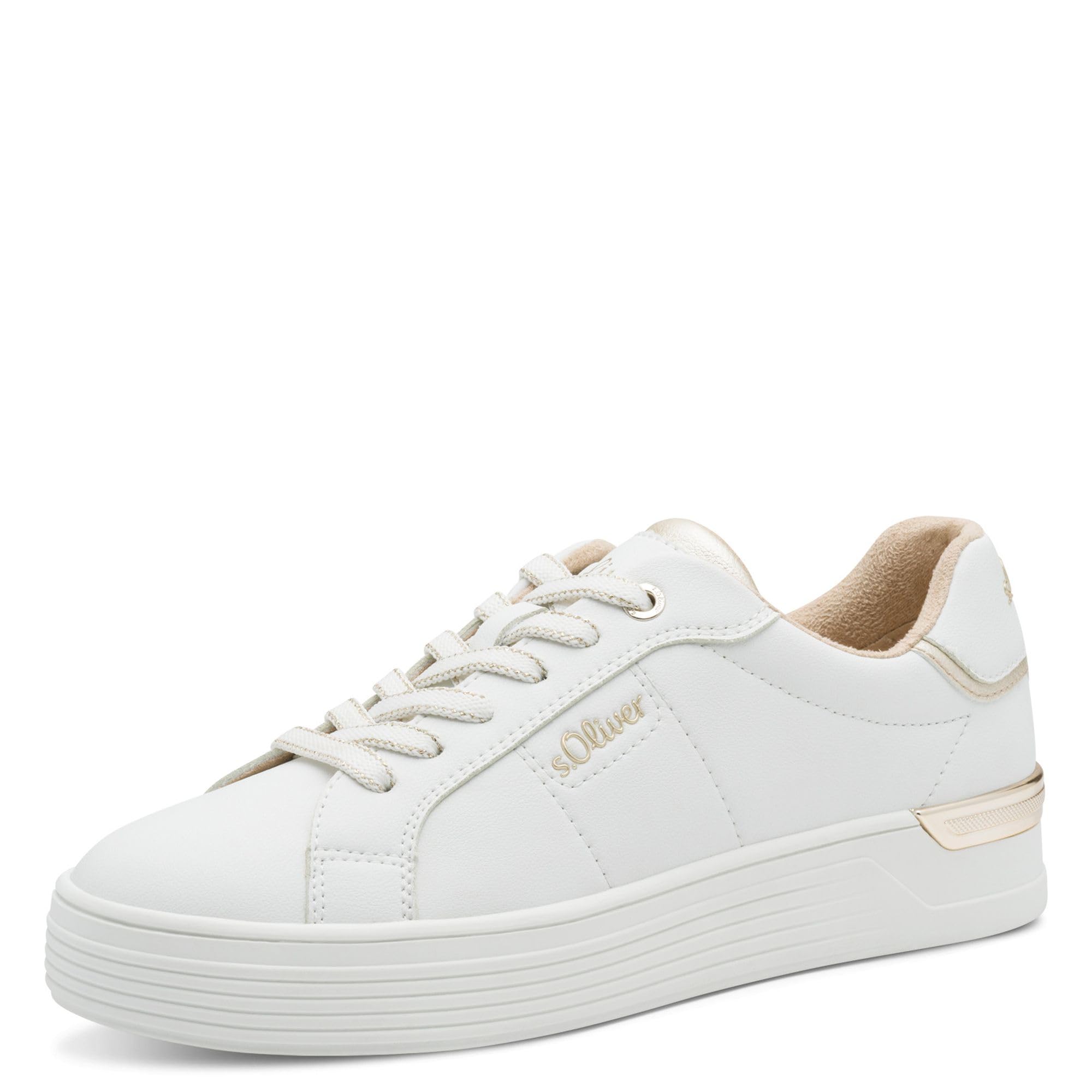 s.Oliver Women's Low 5-23603-43 Trainers, White, 42 EU, White, 42 EU