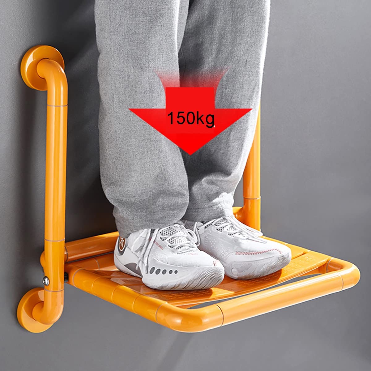 Silla de Ducha Plegable con reposabrazos, Taburete Plegable para baño, Asiento de Ducha de Pared para Personas Mayores, Seguro, Antideslizante, pasamanos sin barreras para discapac