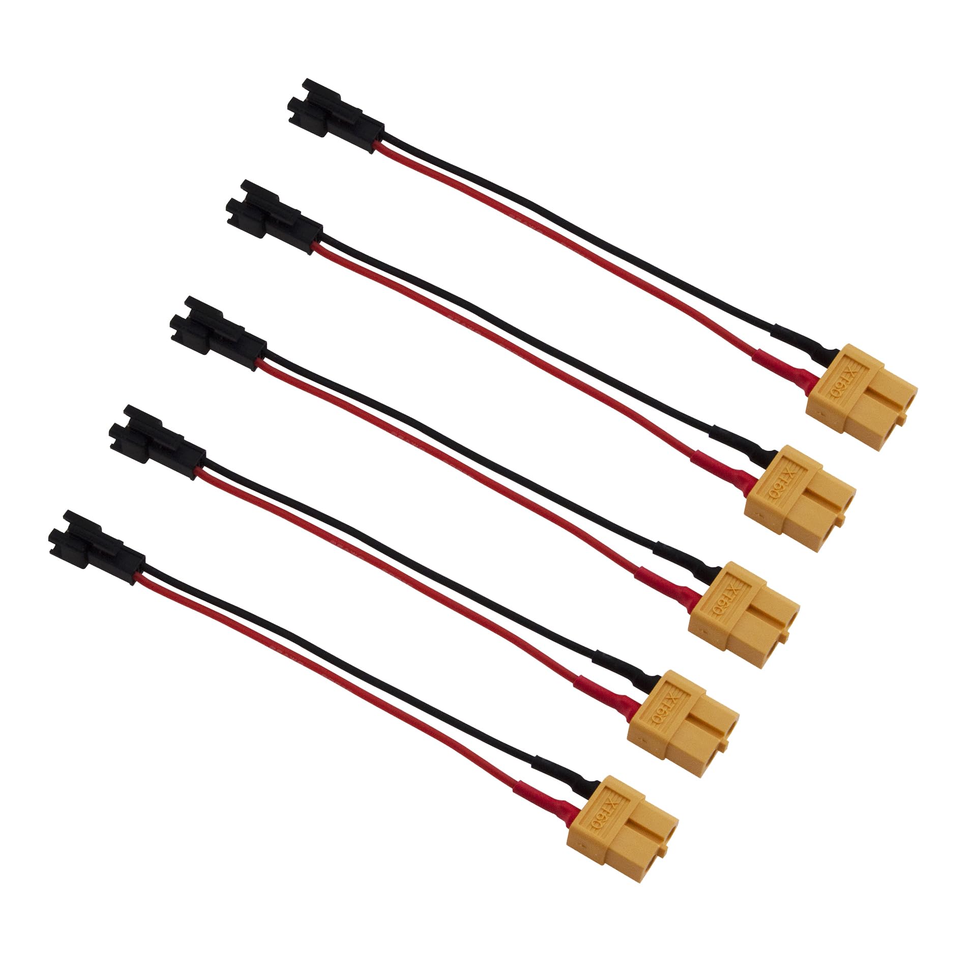 OliYin 5pcs Female XT60 to 2-pin JST SM Female Adapter Conversion Cable 22awg 10cm