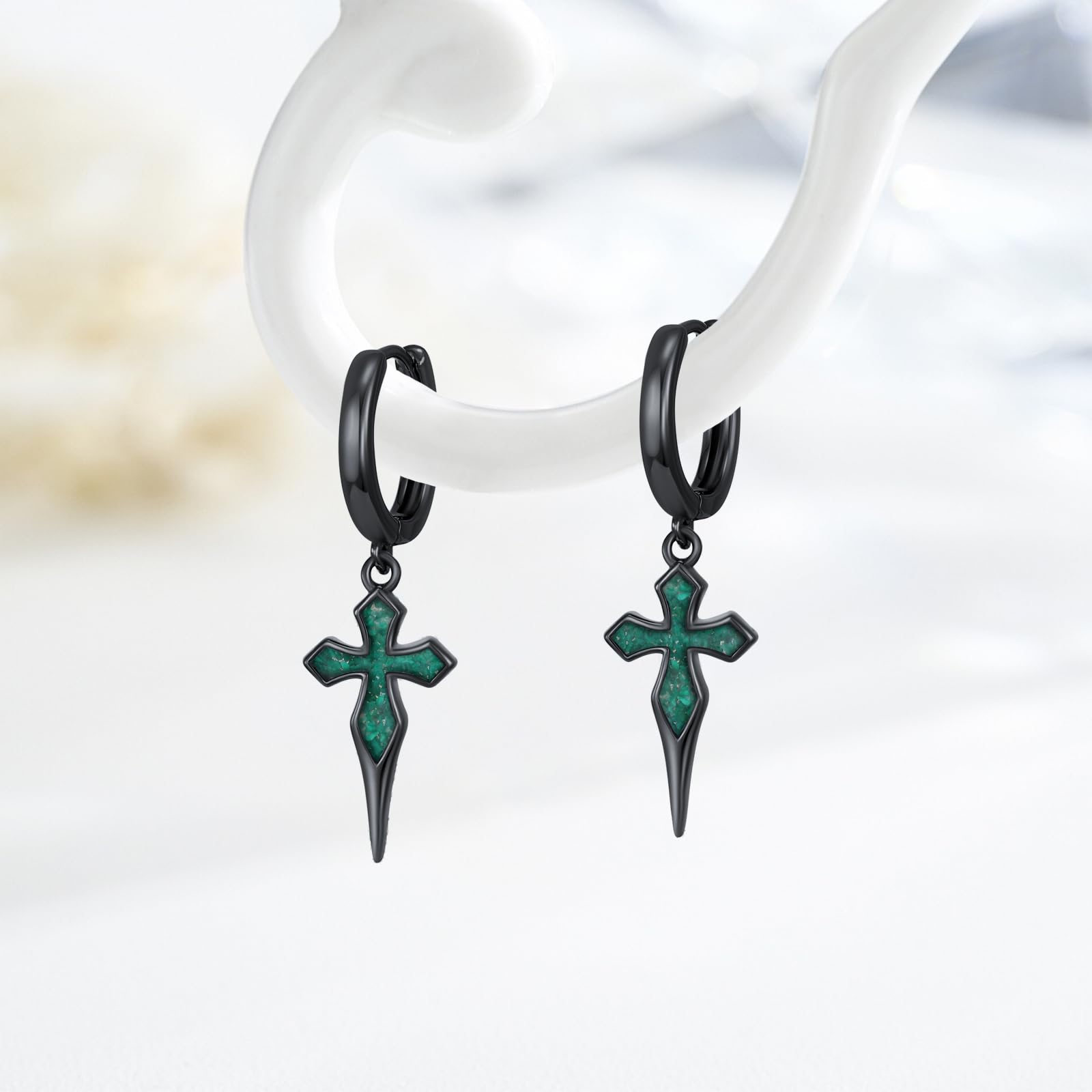 Midir&Etain Piuma/spada/pizzo/croce/stella di David orecchini pendenti per uomini e donne in argento Sterling 925 punk orecchino malachite turchese gioielli regalo di compleanno