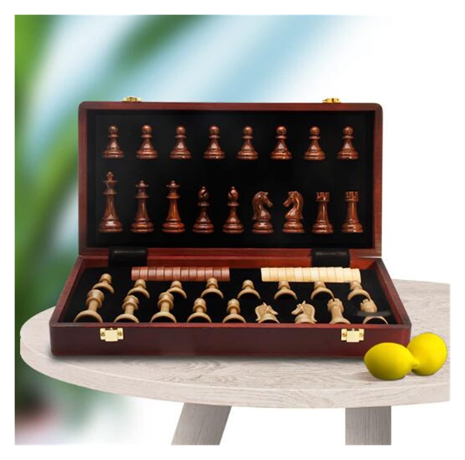 Szachy Drewniany Zestaw Do Gry W Szachy I Warcaby, 15-calowe Magnetyczne Warcaby I Szachy, 2 Dodatkowe Królowe Chess Jeu