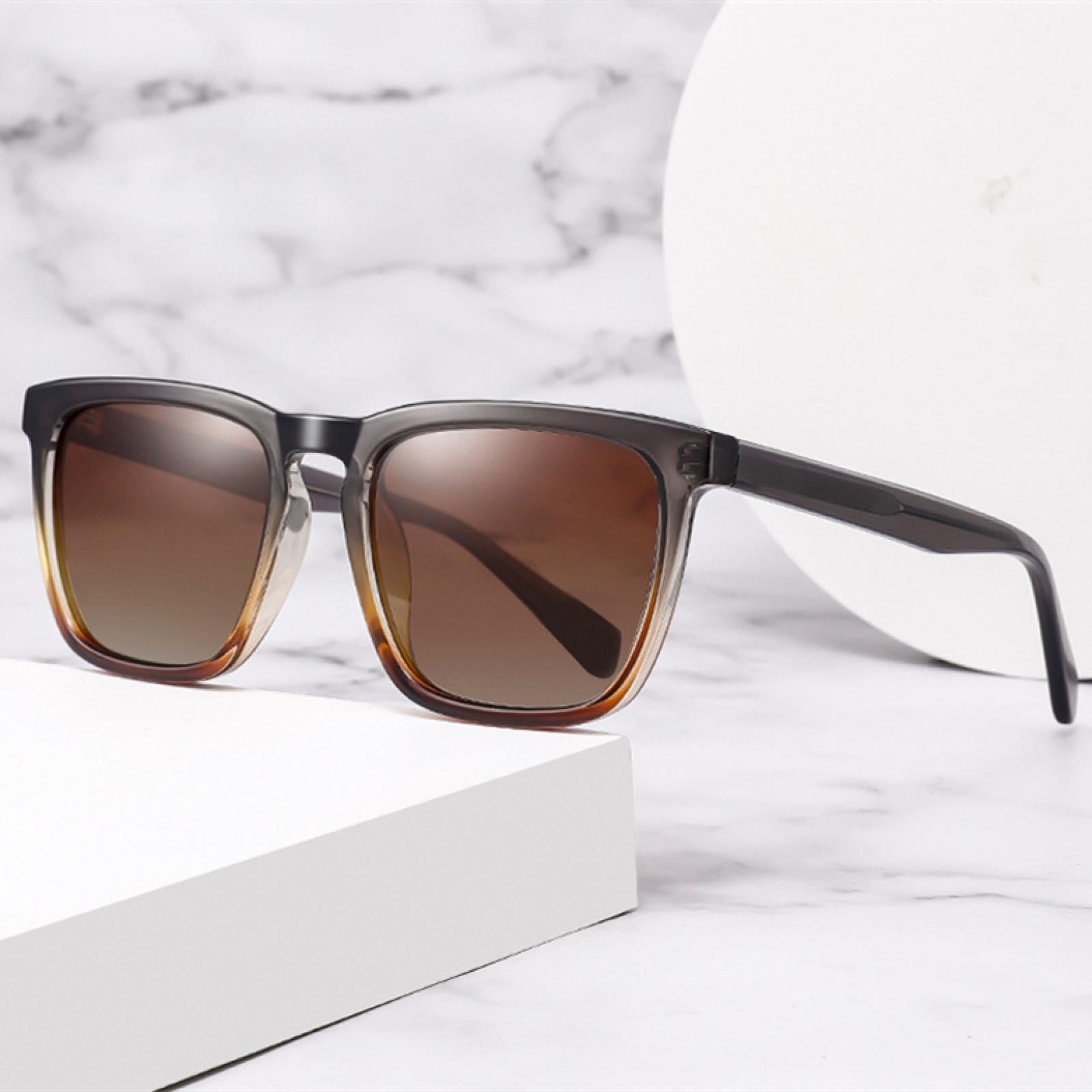 Occhiali da sole da uomo, occhiali da sole polarizzati in acetato con montatura grande, per donna, stile alla moda, per esterni, blu