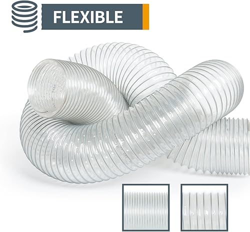 Miniatura 10 de POWERTEC 70371 Manguera de recogida de polvo de PVC de 6 x 10 pies con 5 abrazaderas de manguera de acero inoxidable para carpintería y aspiradora