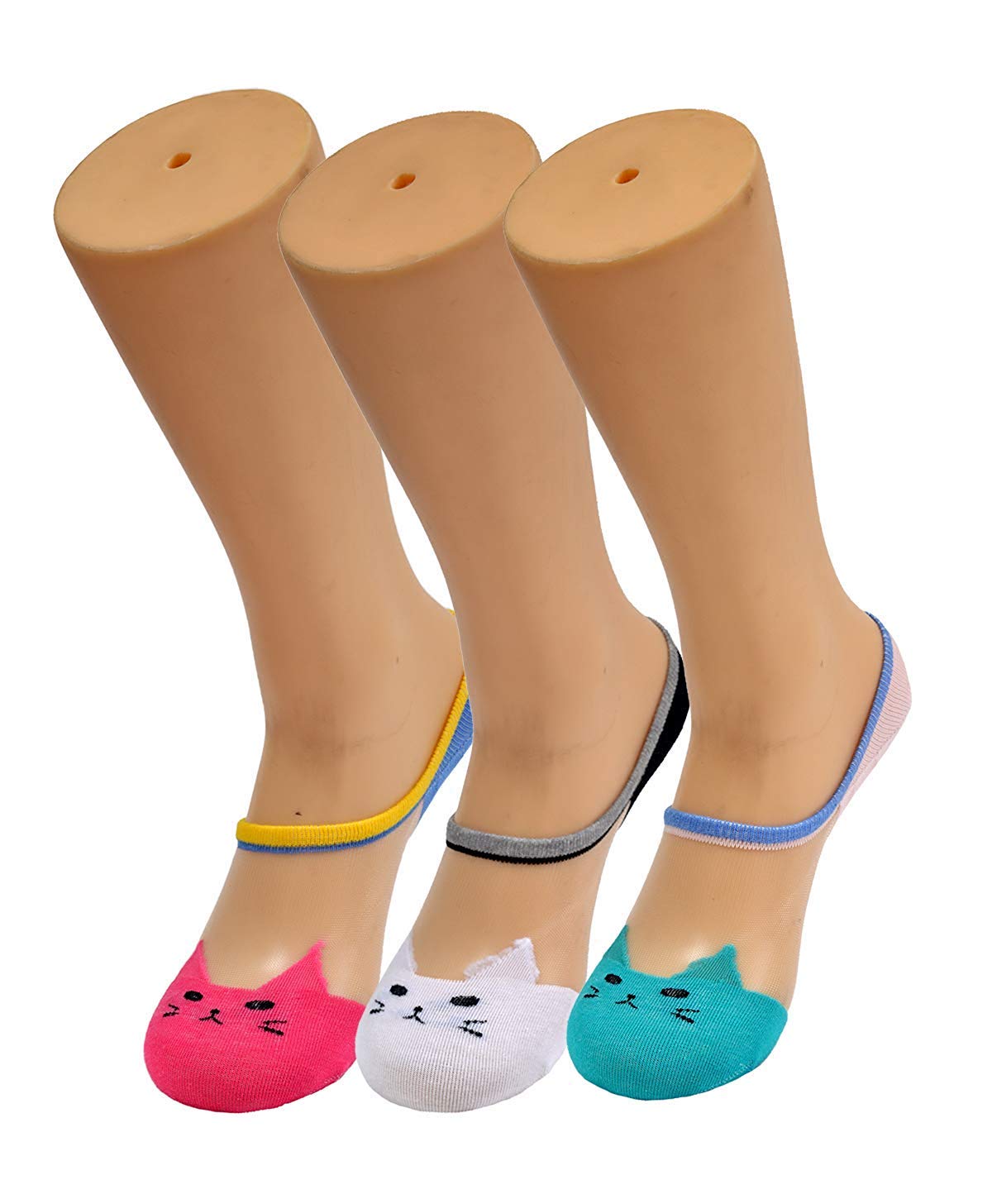Women's Ultrathin Cat Ankle High Low Cut Invisible Silk Cotton Soft Crystal Lace Elastic Socks (Assorted Colour)-image-18