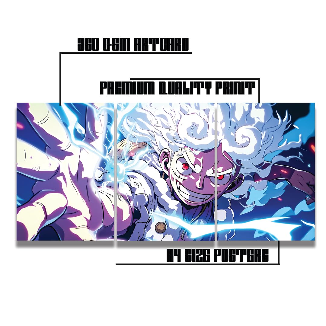 zenithink New luffy Wall Poster Pack Of 3-A4 Size, 350 GSM
