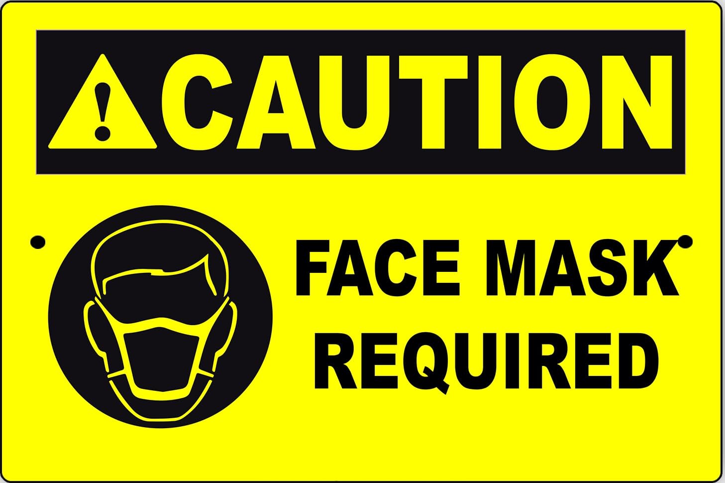Caution Face Covering Required Safety Metal Sign