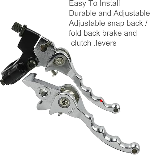 Miniatura 4 de FLYPIG Palanca de freno de embrague de aluminio plegable para manillar de 0.866 in, 7/8 pulgadas, apta para 50 cc, 70 cc, 90 cc, 110 cc, 125 cc,