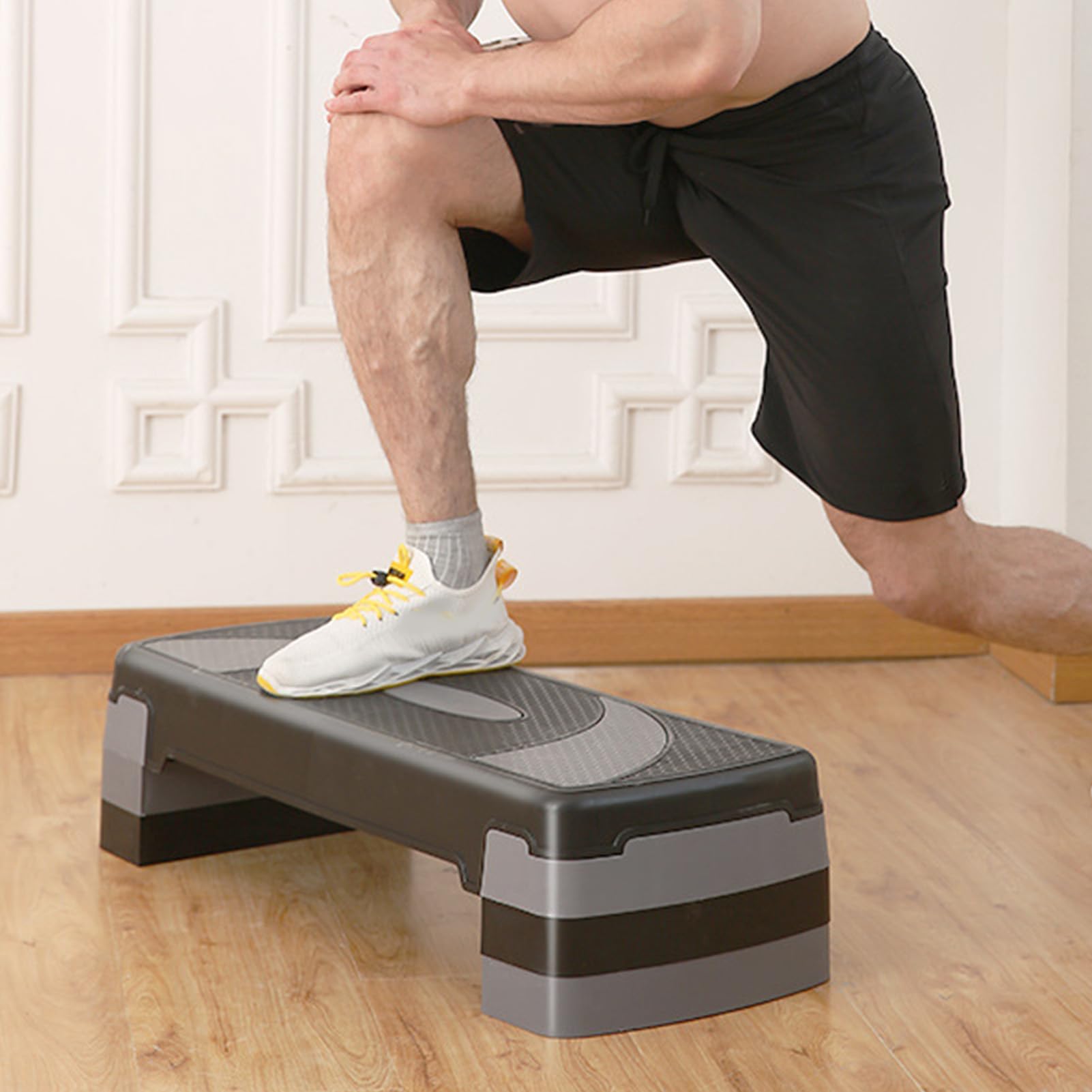 Brrnoo Platforma do ćwiczeń Fitness 78 Cm Antypoślizgowy Stepper do ćwiczeń | Regulowane 3-stopniowe Przełożenia, Solidna Konstrukcja z Siatki ABS, Domowy Trening w Siłowni, kompatybilność z jogą