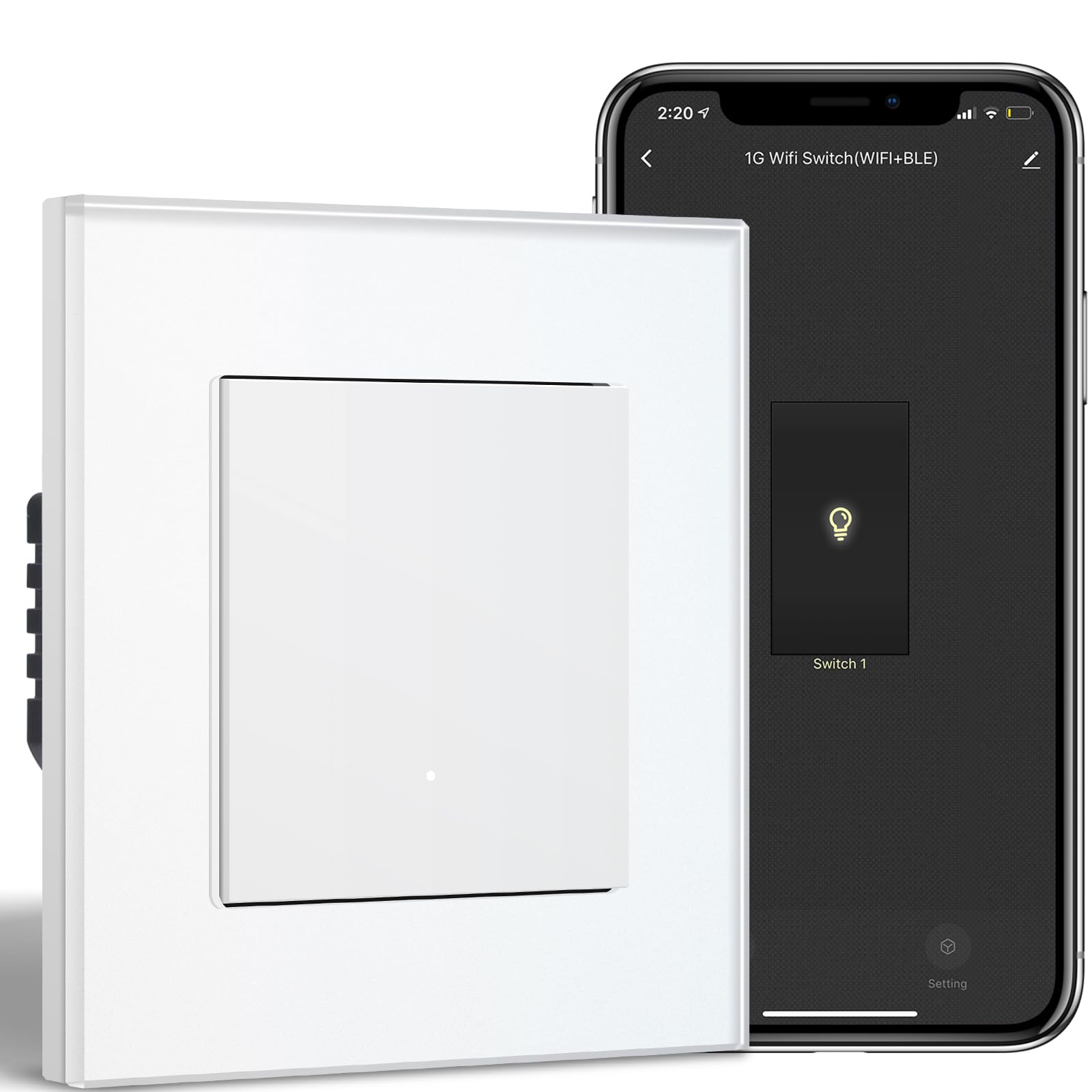 BSEEDLIFE Smart Light Switch,Intelligent WiFi Wall Switch for Smart Home,Compatible with Alexa,Google Home(via Tuya/Smart Life App),1 Gang 1 Way 86 * 86mm,White
