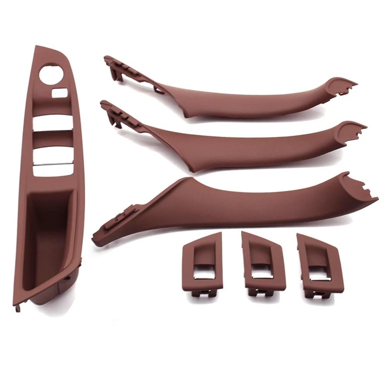 YUEYZHK Left Drive LHD Car Interior Door Handle Pull 7PCS Set for BMW 5 Series F10 F18 523 525 528(Model B Redbrown12)