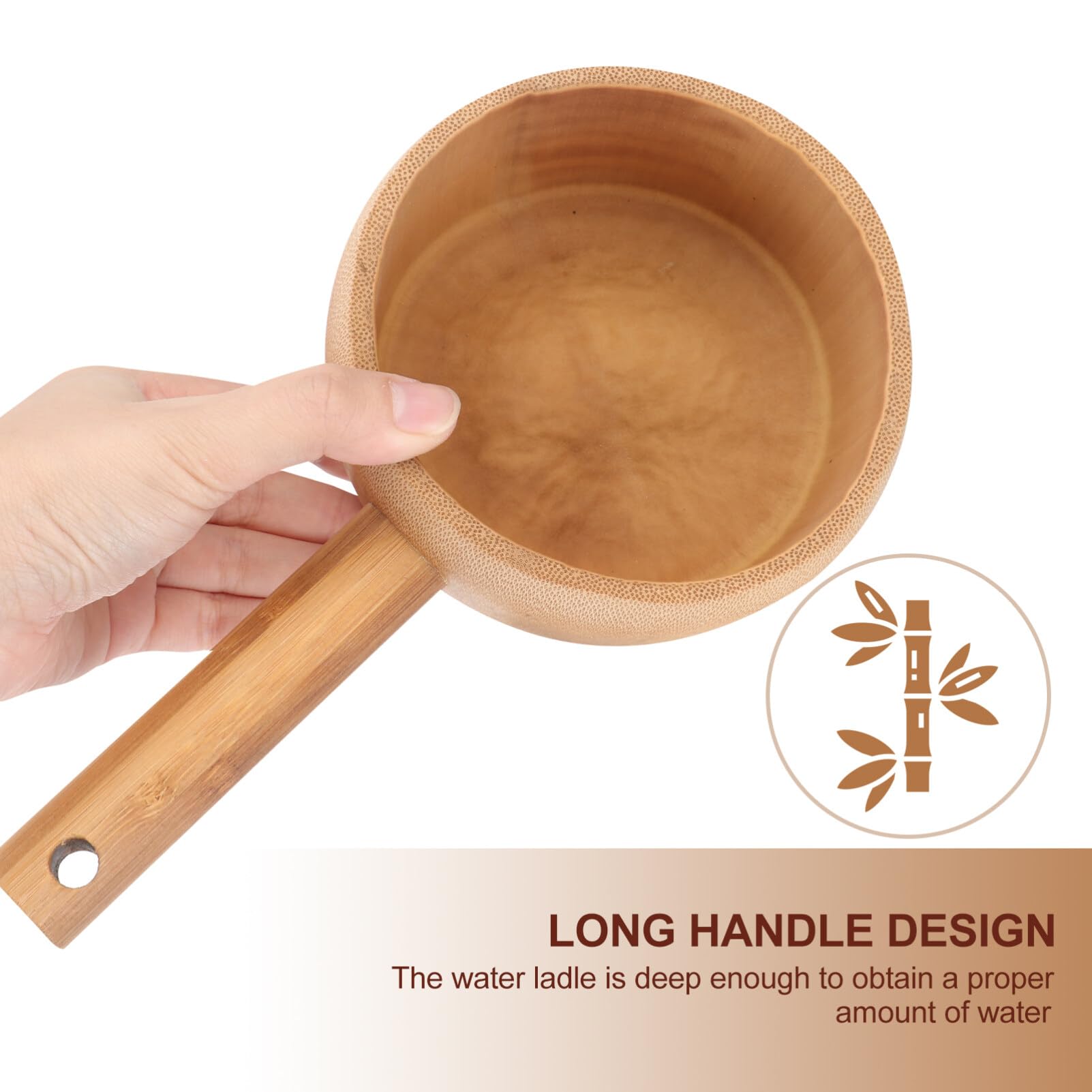 Louche à eau naturelle, louche à eau, cuillère à eau, style japonais, louche de bain à long manche, salle de bain, tasse de bain for louche à eau, cuisine, louche à eau de cuisine/1366