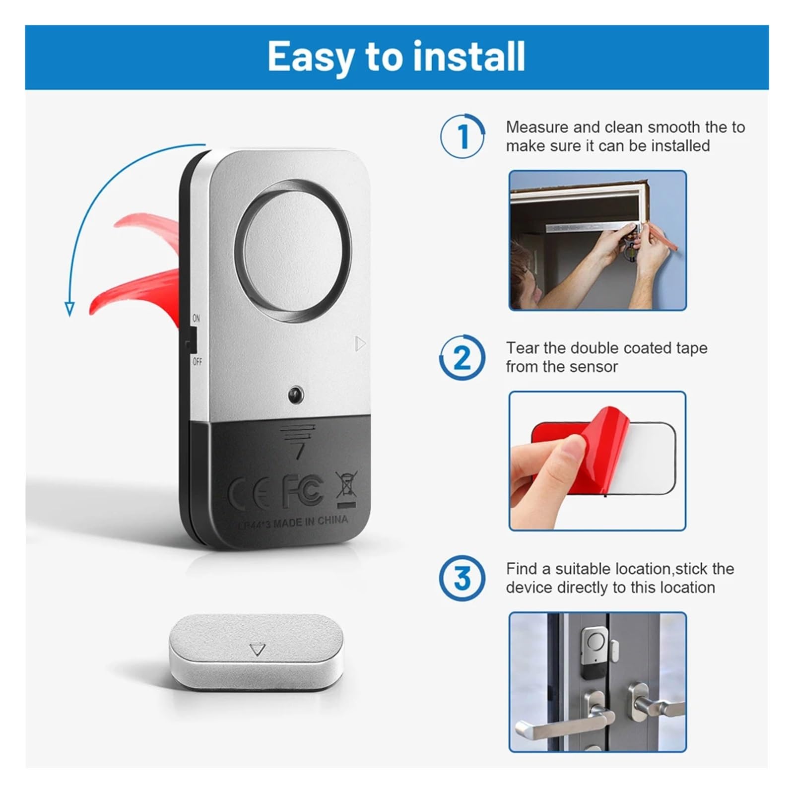 Alarmas De Puerta, Sensores inalámbricos de puerta y ventana, alarma de 120dB, sis-tema de protección de seguridad antirrobo for el hogar, alarma antirrobo magnética for puerta y ventana Para La Segur