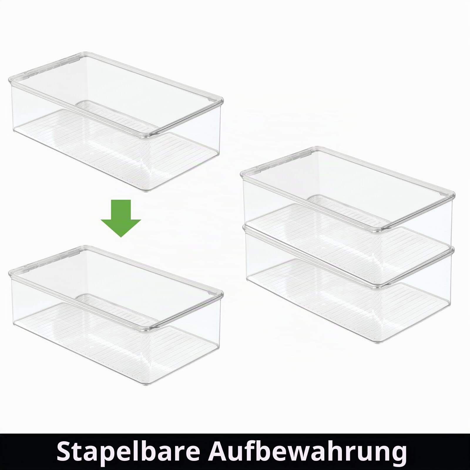 mDesign 4er-Set Kühlschrankbox – Kühlschrank Vorratsdose mit Deckel – lebensmittelechte Aufbewahrungsbox aus Kunststoff für Küche und Speisekammer – durchsichtig