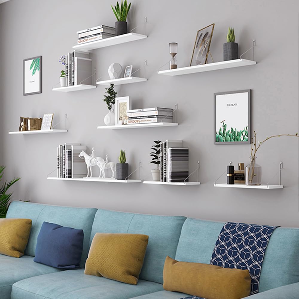 40 cm x 20 cm, mensole galleggianti in legno bianco, mensole per camera da letto, bagno, mensole per libri per soggiorno, set di 3