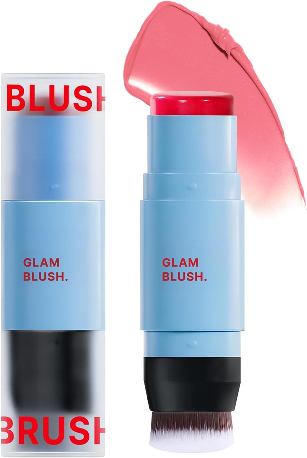 Cream Blush Stick with Brush,Waterproof Multi Cream Makeup Stick,Lightweight,Long-lasting,2 in 1 Multi Blush for Cheeks & Lip Tint & Eyeshadow Makeup 02