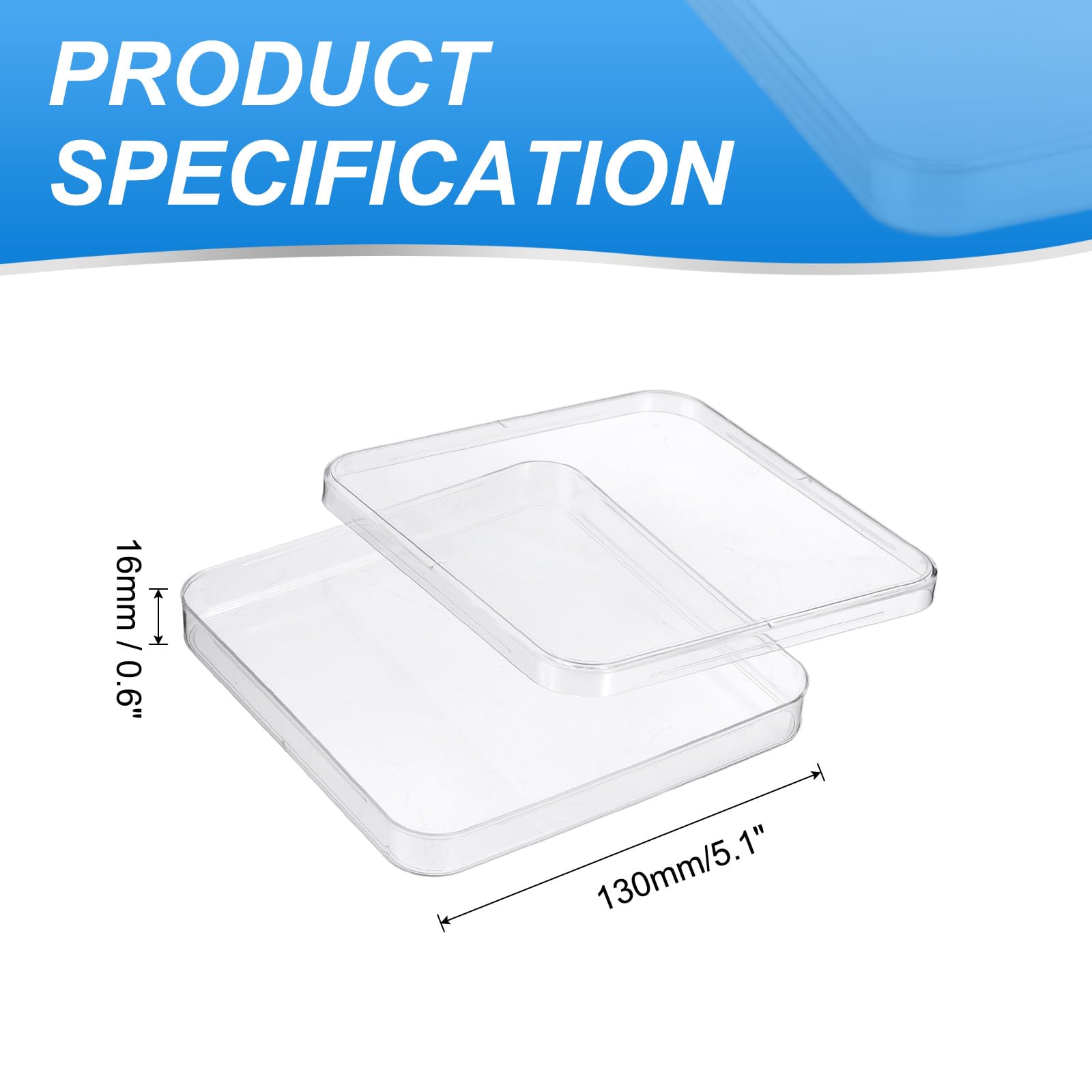 PATIKIL Piastre Petri In Plastica Da 13 cm/5.1 Pollici Con Coperchio, Piastra Quadrata Per Colture Tessutali Per Esperimenti Scientifici In Laboratorio, Trasparente