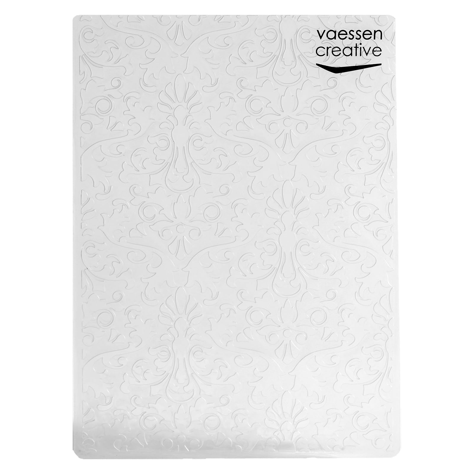 Vaessen Creative Carpeta de Embossing, Damasco 14,6 x 10,8 x 0,5 cm, 1 pieza, para Tarjetas de Cumpleaños, Tarjetas de Nacimiento, Tarjetas de Navidad y Manualidades con Papel