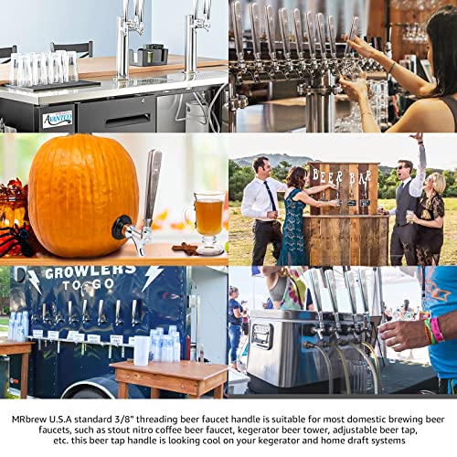 Mrbrew Upgraded Beer Tap Handle, Home Brewing All Commercial Heavy Duty 304 Stainless Steel Beer Faucet Handle For Standard American 3/8'' Threading Keg Kegerator Tower Stout Nitro Draft Beer Tap #TOP5