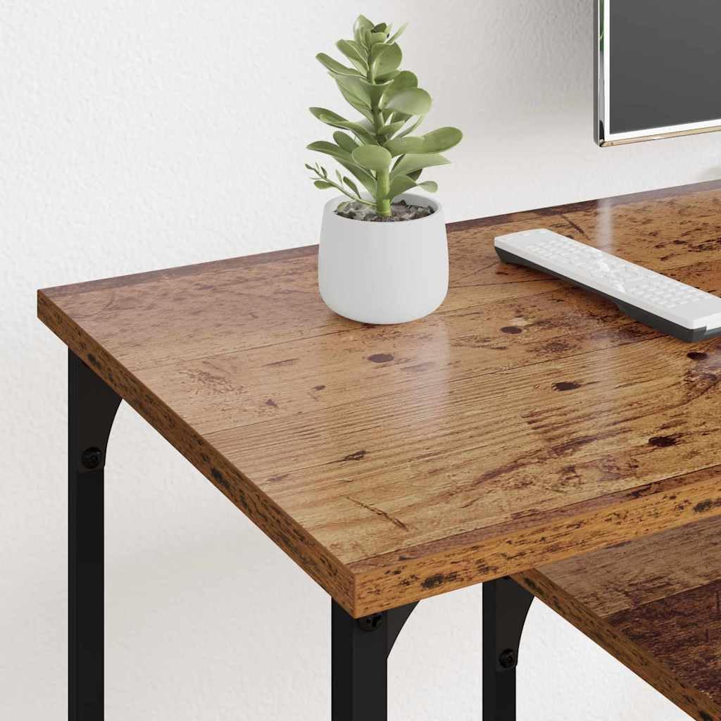 Szafka pod telewizor o wyglądzie starego drewna, 102 x 35 x 45,5 cm, drewno kompozytowe, żelazne nogi, konsola medialna z 4 półkami, uniwersalna podstawka pod telewizor, do salonu, stabilna