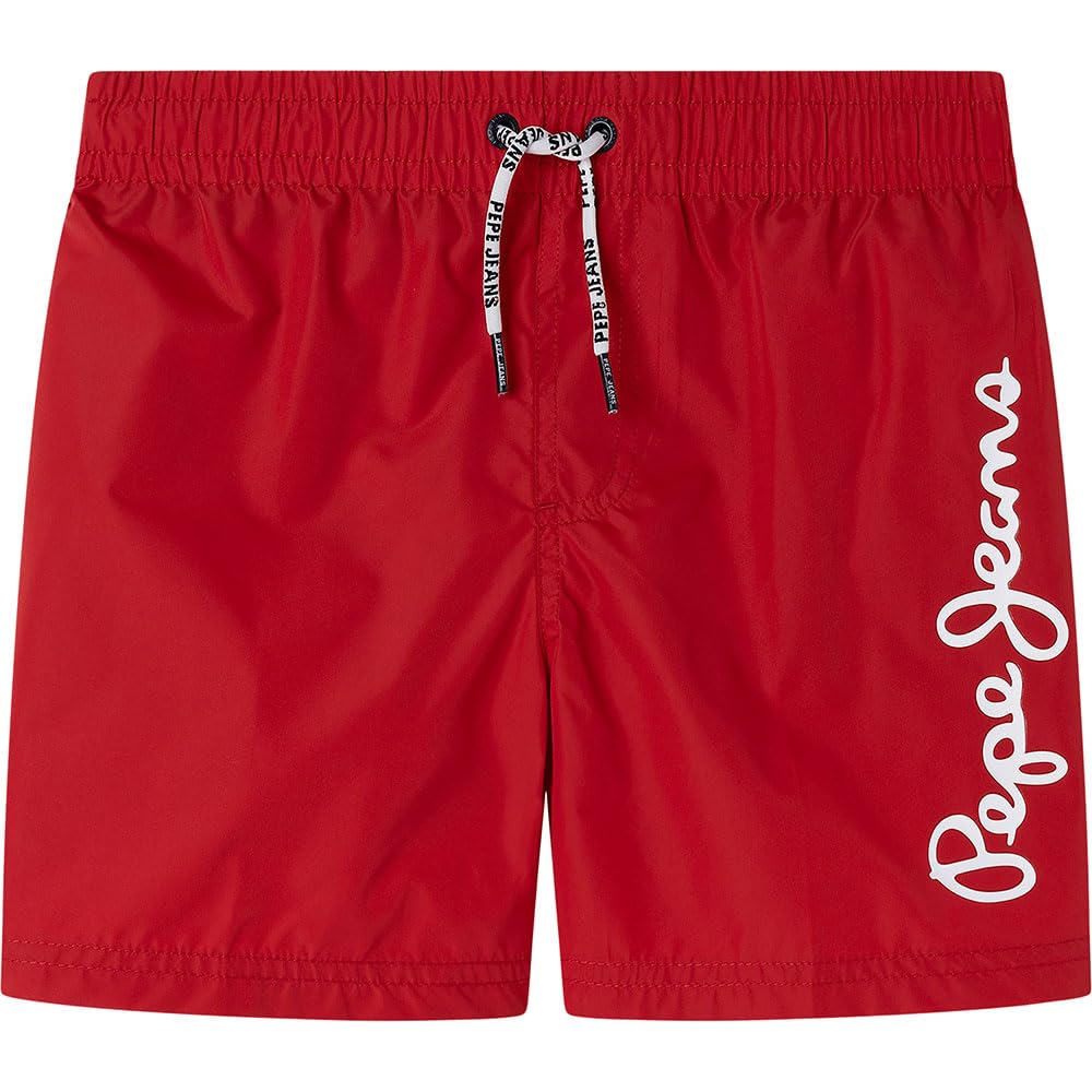 Pepe Jeans Boys Logo Swimshort Shorts, Red, 14 Years UK