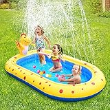 Fomoom Inflatable Kiddie Pool Sprinkler, Dinosaur Sprinkler Pool Fountain Water Toys, Cute 3 in 1 Summer Splash Pad Kiddie Pool, Portable Kids Wading Swimming Outdoor Indoor Play Mat, Best Gift
