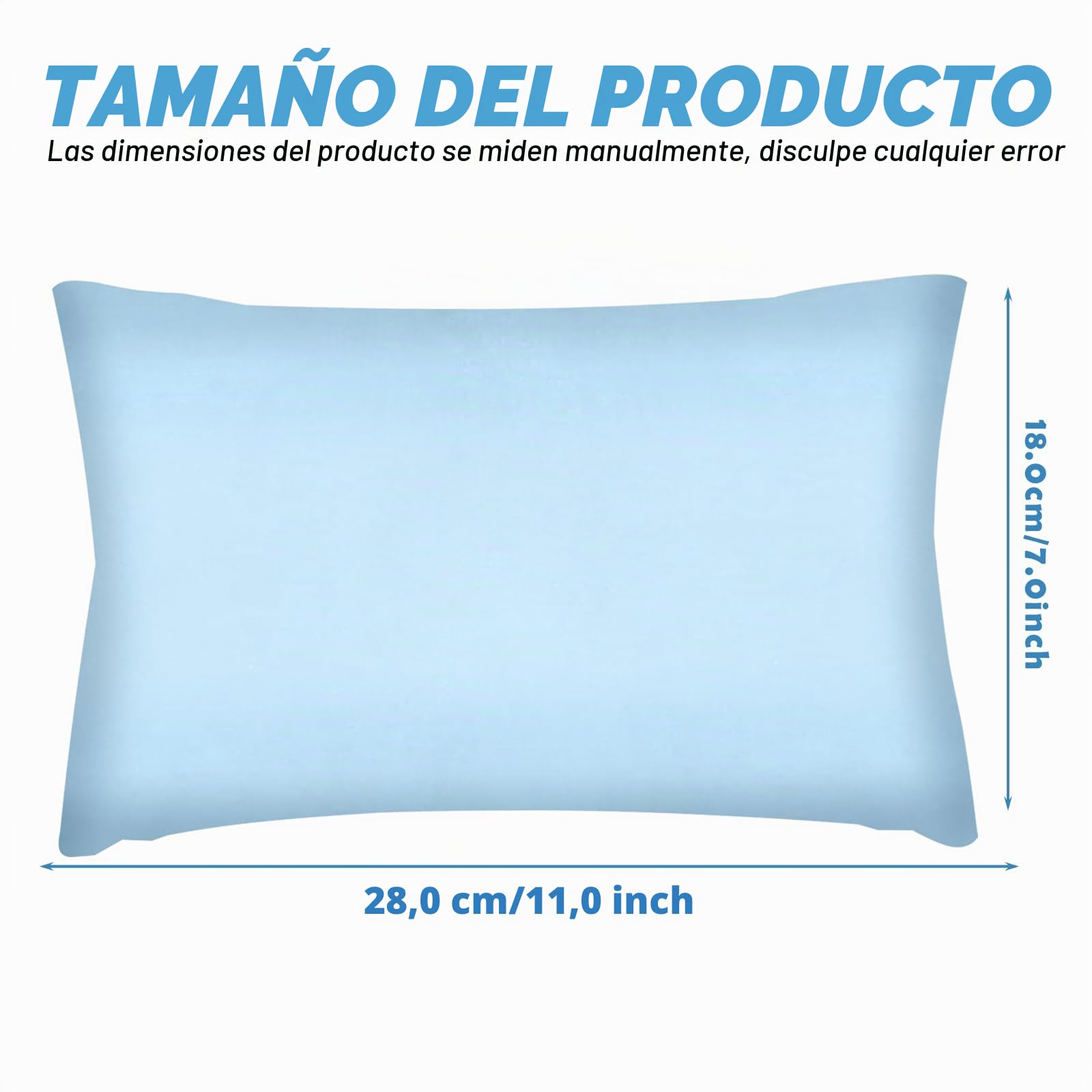 Mini almohada para siesta para niños, con funda de almohada de algodón, mini almohada para viajes, cojín suave, almohada para siesta infantil, cojín para niños (azul, 28 cm x 17 cm)