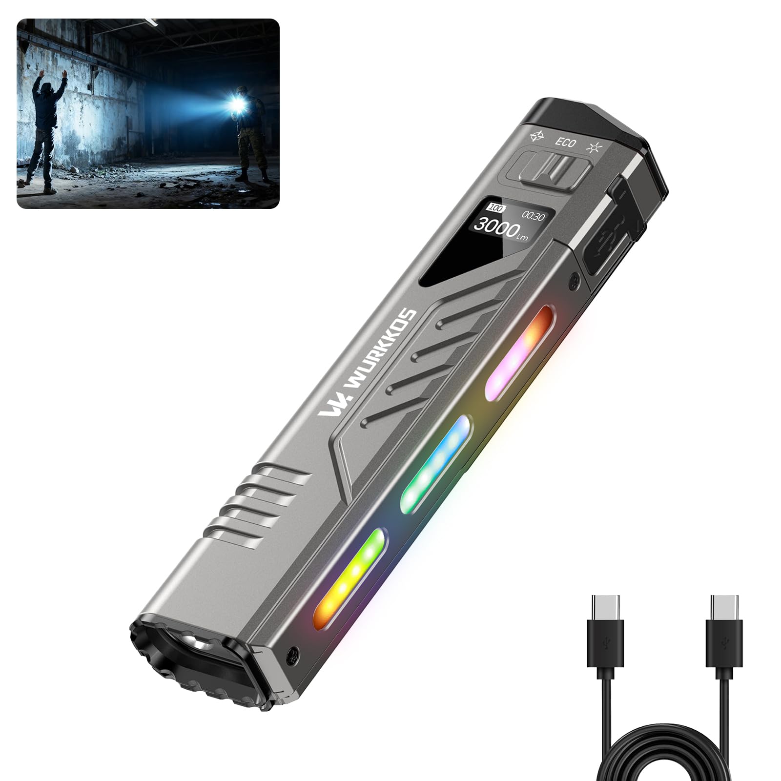 Wurkkos TD11 LED フラッシュライト タクティカル　3000lm Amazon.com: Wurkkos TD11 Tactical Flashlight, 3000 Lumen Slim Flat