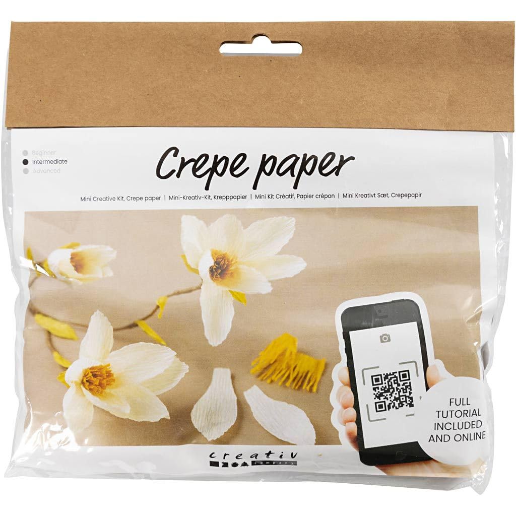 Creativ Company Mini Craft Sets Crepe Paper Flowers Magnolia Branch - for Crafting Beautiful Crepe Flowers