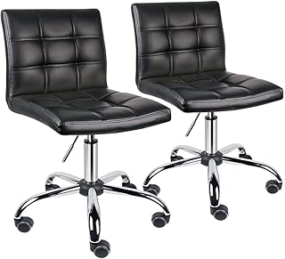 Leopard Adjustable Swivel Bar Stools Hydraulic Chair Bar Stools, Set of 2 (Square Back Work Stools/Black) - coolthings.us