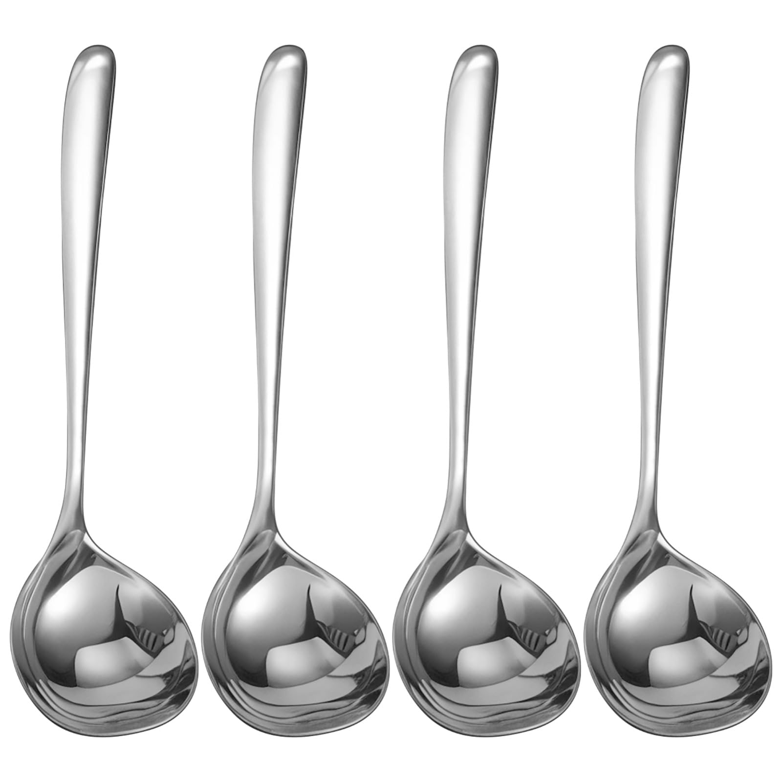 Packool Silvery Stainless Steel Spoon Ladles, 4Pcs Smooth Edges Multiuse Durable Sauce Ladles Soup Spoon Sauce Ladle Serving Ladles
