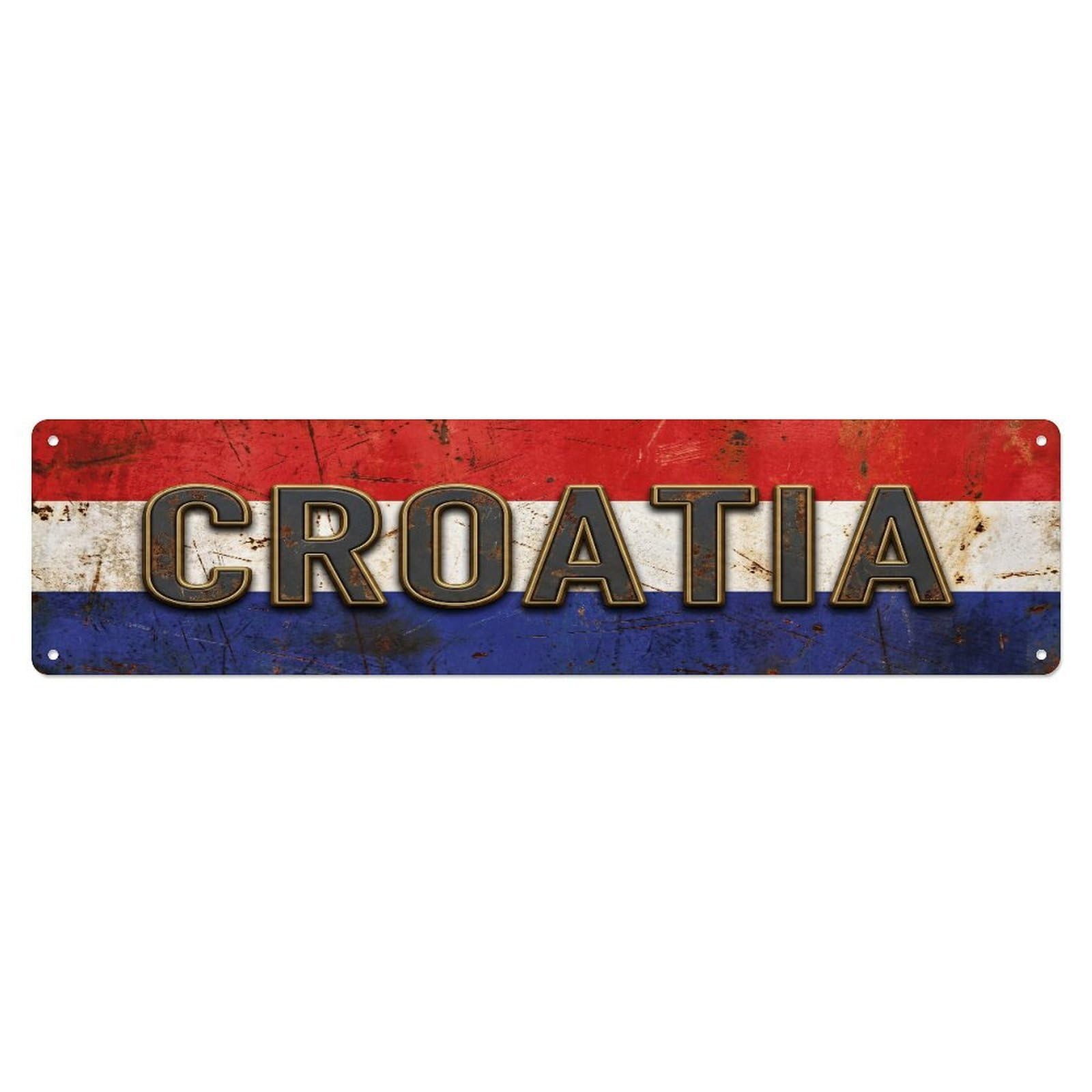 Fqcyn Style Metal Tin Sign Vintage Croatia Flag Pattern