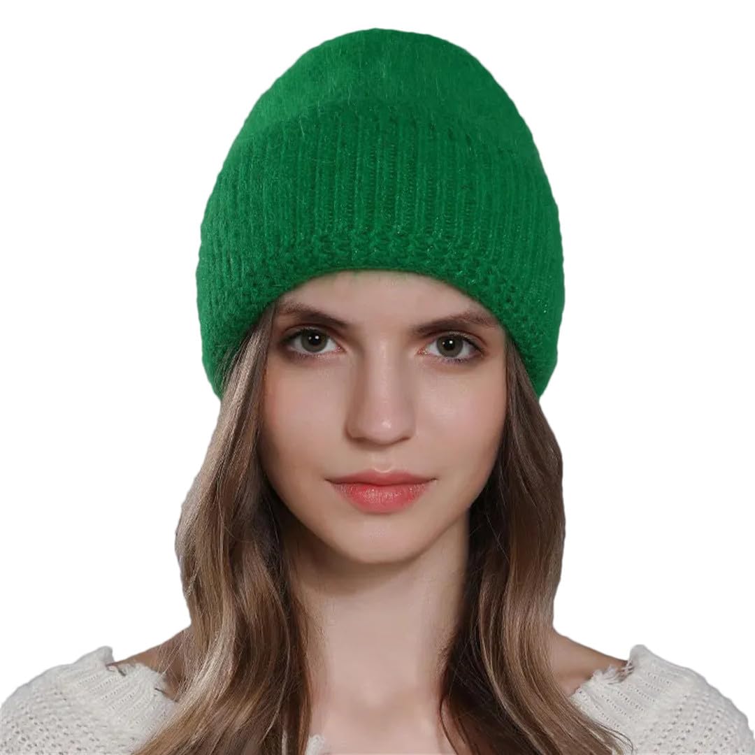 Gorro De Mujer Gorros De Piel Largos Cálidos De Invierno Gorros De Cachemira Tejidos Gorra