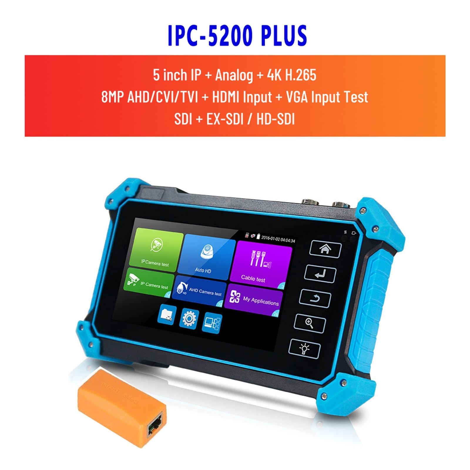 CCTV-Tester, Ipc 5200 C Plus Rj45 Tester Netzwerk Kabel Tester CCTV Kamera Tester Monitor for Sicherheit Kamera Cftv Test Vga Ipc5200 Plus(IPC-5200PLUS)