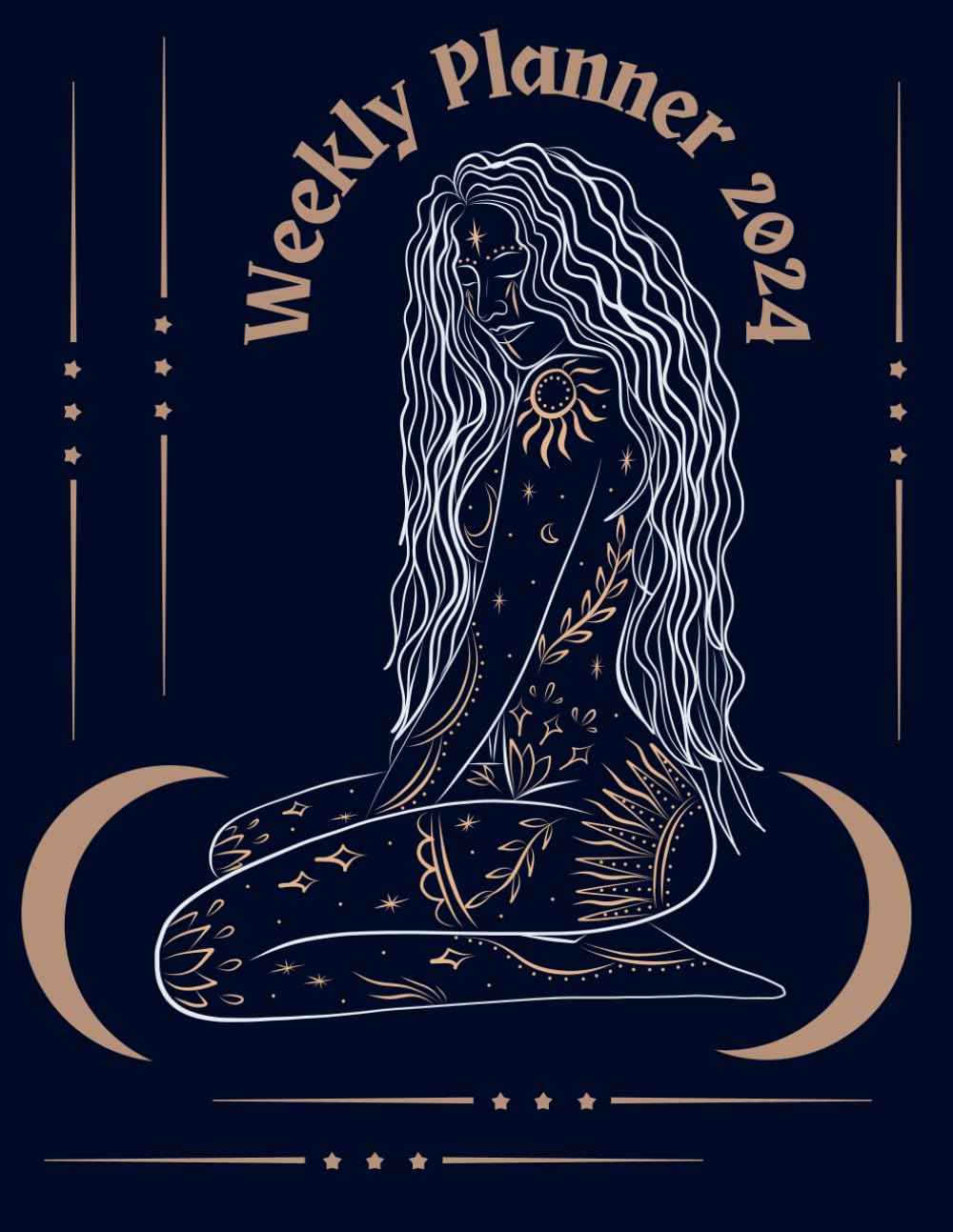 Celestial 2024 Weekly Planner: Moon and Stars Goddess