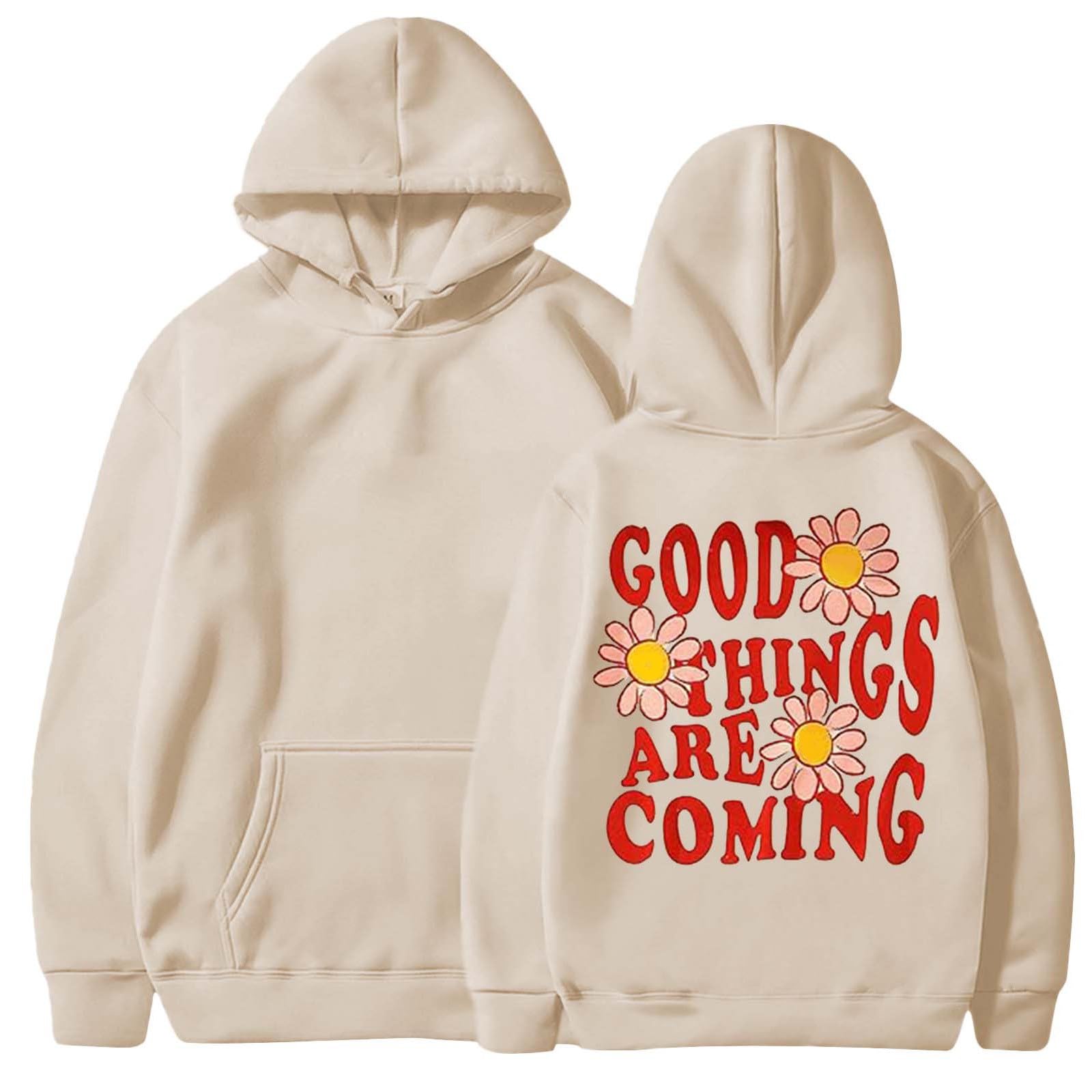 HUCHPI Shirts for Women Casual Fall Preppy Casual Y2K Hooded Sweatshirt Teen Girls Trendy Pullover Outfits with Pockets