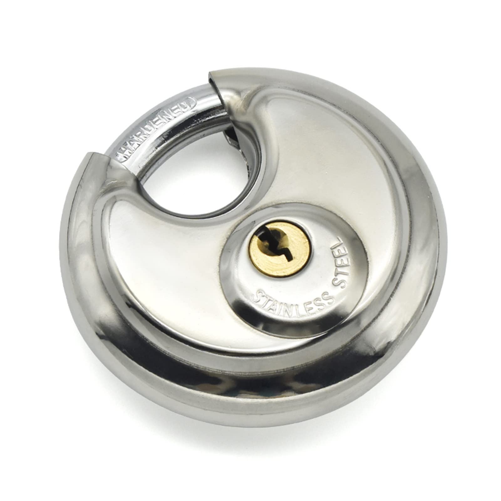 Stainless Steel Disc Lock with Key with 3/8-Inch Shackle Outdoor Padlock for Storage Unit