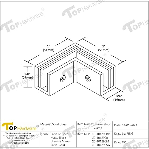Miniatura 4 de Cuadrado 90 grados latón vidrio a vidrio abrazadera manga sobre puerta de ducha abrazadera de vidrio para 516" a 12" (8 a 0.472 in) espesor de
