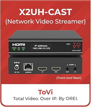 ToVi X2 Series 4K Network Video Streamer AV Over IP Encoder - H.264 H.265 IPTV Livestream with Audio Embed - HDMI Loop Out - Supports Unicast, MultiCast, Audio-Only Stream (X2UH-CAST)