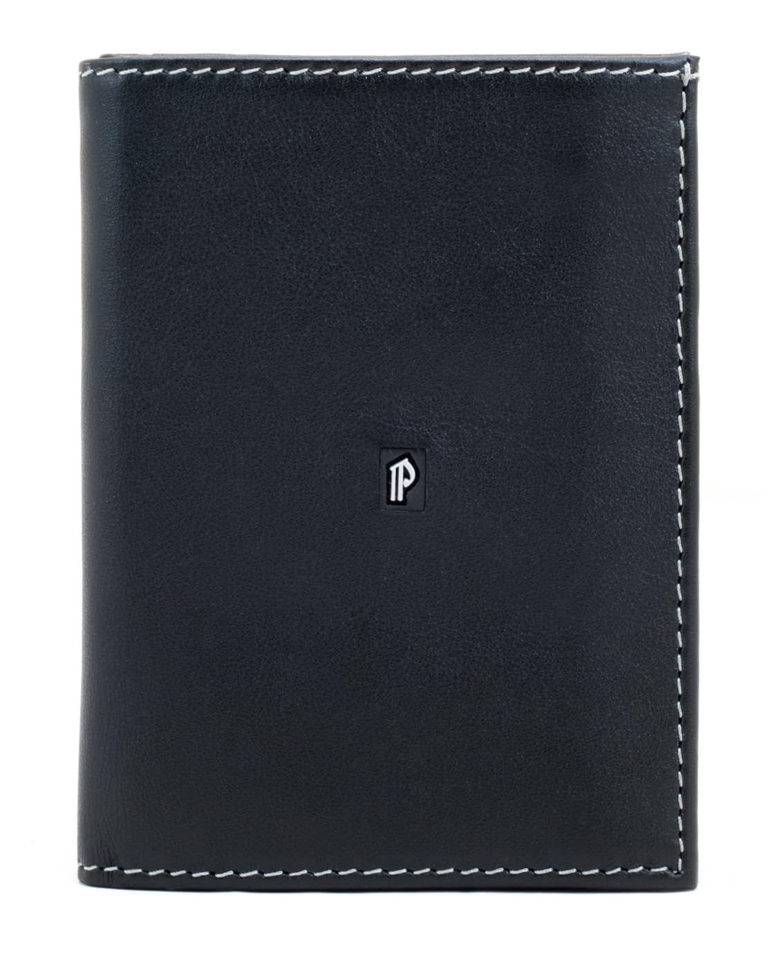 PE238 Cartera Negra de Piel Legitima Tarjetero para Hombre | Billetera con Protección RFID, Doble Billetero.