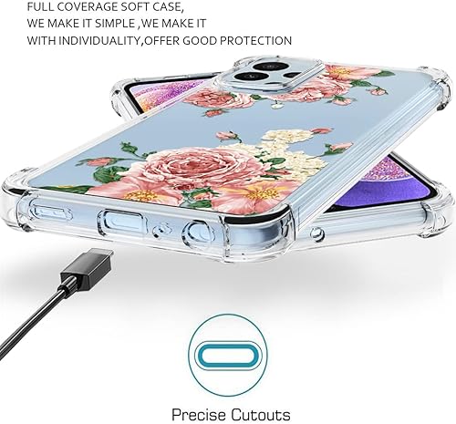 Miniatura 5 de Osophter Funda para Samsung Galaxy A23 5G4G (rosa y verde azulado) con esquinas reforzadas transparentes y transparentes de poliuretano